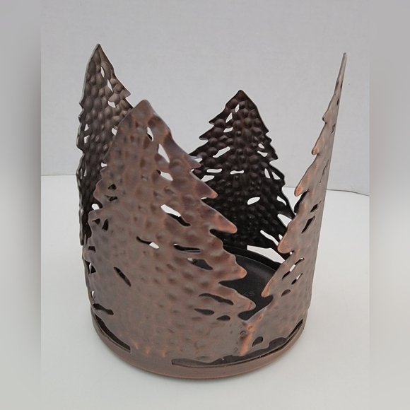 Bath &Body Works Bronze Metal Cutout Design Candle Holder Evergreens Pre-owned - Picture 1 of 10
